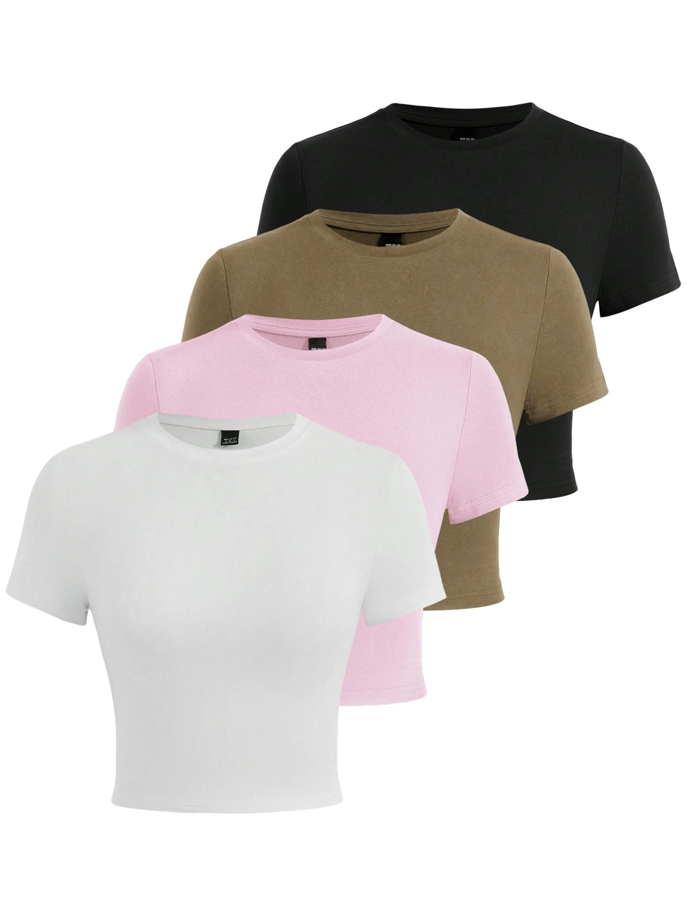 Y2K Woman Solid Cotton Crop Tops Short Sleeve High Elastic T-Shirt Soft O - Neck Sporty Tees Summer Street Fashion Female Clothes - Clothesfassion.store