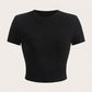 Y2K Woman Solid Cotton Crop Tops Short Sleeve High Elastic T-Shirt Soft O - Neck Sporty Tees Summer Street Fashion Female Clothes - Clothesfassion.store