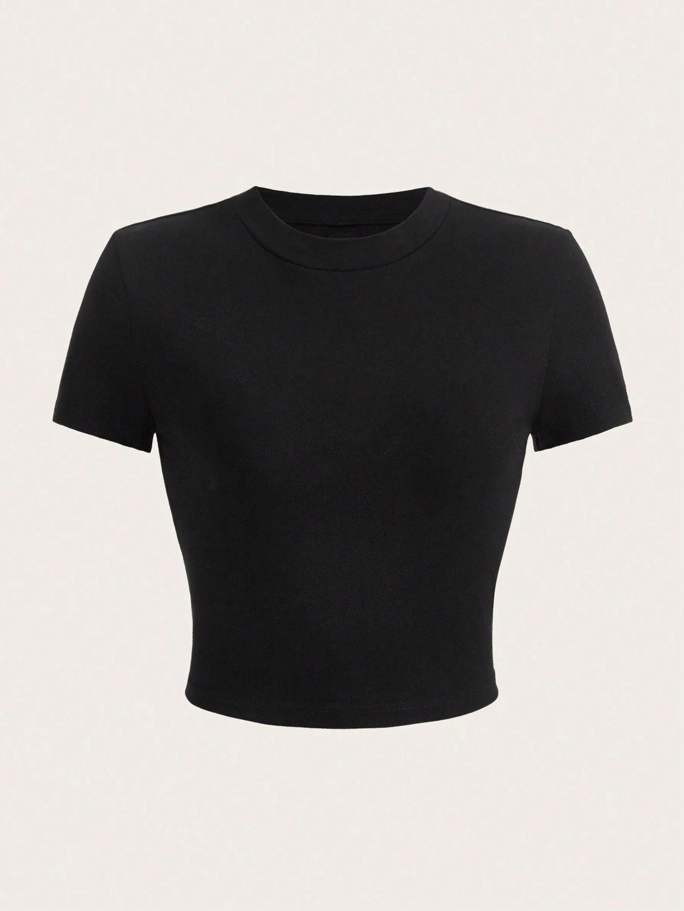 Y2K Woman Solid Cotton Crop Tops Short Sleeve High Elastic T-Shirt Soft O - Neck Sporty Tees Summer Street Fashion Female Clothes - Clothesfassion.store