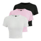 Y2K Woman Solid Cotton Crop Tops Short Sleeve High Elastic T-Shirt Soft O - Neck Sporty Tees Summer Street Fashion Female Clothes - Clothesfassion.store