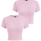 Y2K Woman Solid Cotton Crop Tops Short Sleeve High Elastic T-Shirt Soft O - Neck Sporty Tees Summer Street Fashion Female Clothes - Clothesfassion.store