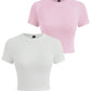 Y2K Woman Solid Cotton Crop Tops Short Sleeve High Elastic T-Shirt Soft O - Neck Sporty Tees Summer Street Fashion Female Clothes - Clothesfassion.store