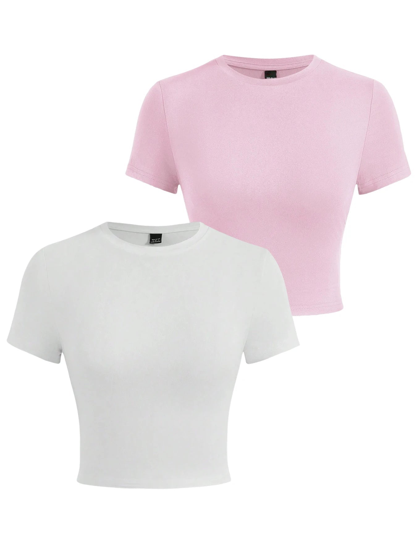 Y2K Woman Solid Cotton Crop Tops Short Sleeve High Elastic T-Shirt Soft O - Neck Sporty Tees Summer Street Fashion Female Clothes - Clothesfassion.store