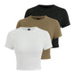 Y2K Woman Solid Cotton Crop Tops Short Sleeve High Elastic T-Shirt Soft O - Neck Sporty Tees Summer Street Fashion Female Clothes - Clothesfassion.store