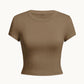 Y2K Woman Solid Cotton Crop Tops Short Sleeve High Elastic T-Shirt Soft O - Neck Sporty Tees Summer Street Fashion Female Clothes - Clothesfassion.store