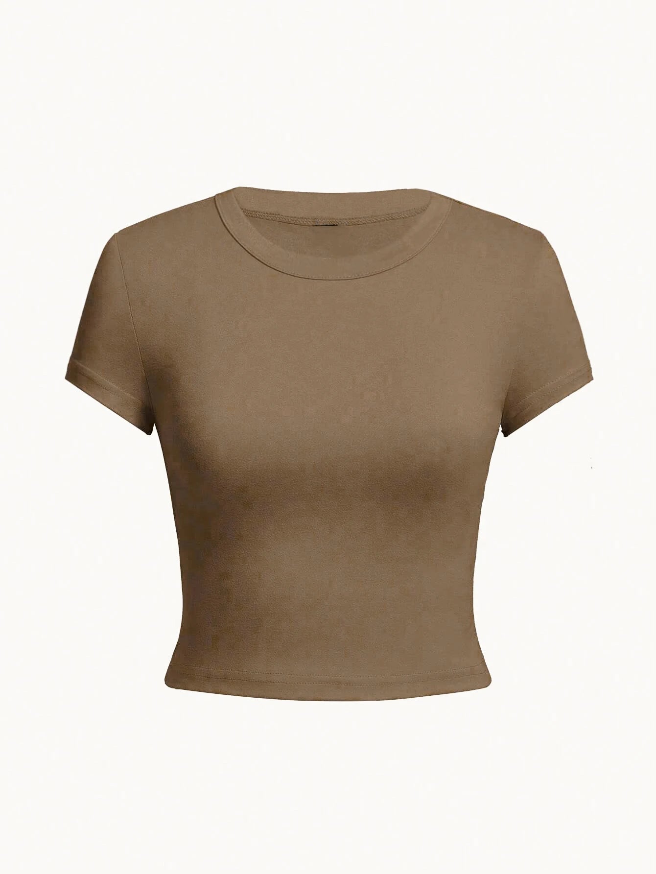 Y2K Woman Solid Cotton Crop Tops Short Sleeve High Elastic T-Shirt Soft O - Neck Sporty Tees Summer Street Fashion Female Clothes - Clothesfassion.store