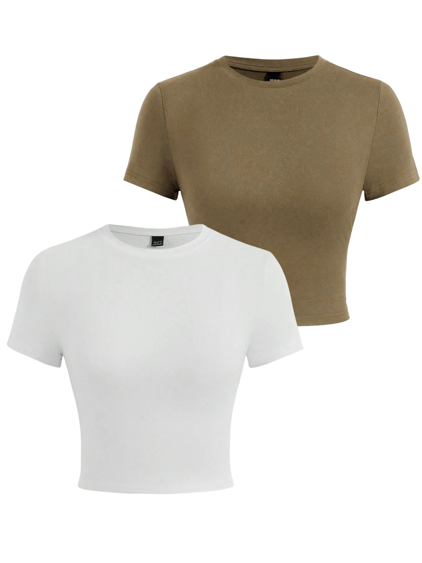 Y2K Woman Solid Cotton Crop Tops Short Sleeve High Elastic T-Shirt Soft O - Neck Sporty Tees Summer Street Fashion Female Clothes - Clothesfassion.store