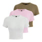 Y2K Woman Solid Cotton Crop Tops Short Sleeve High Elastic T-Shirt Soft O - Neck Sporty Tees Summer Street Fashion Female Clothes - Clothesfassion.store