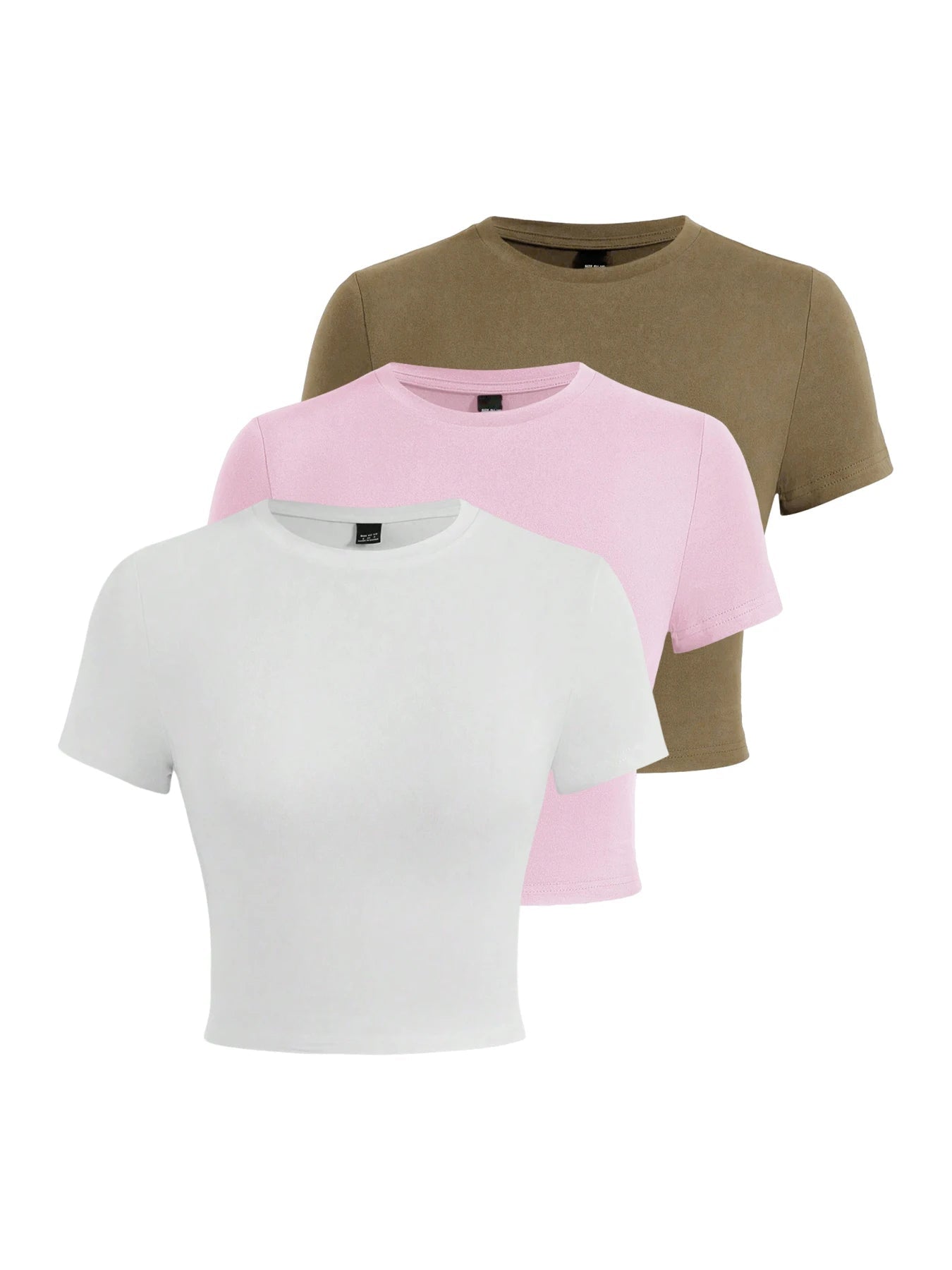 Y2K Woman Solid Cotton Crop Tops Short Sleeve High Elastic T-Shirt Soft O - Neck Sporty Tees Summer Street Fashion Female Clothes - Clothesfassion.store