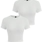 Y2K Woman Solid Cotton Crop Tops Short Sleeve High Elastic T-Shirt Soft O - Neck Sporty Tees Summer Street Fashion Female Clothes - Clothesfassion.store