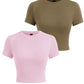 Y2K Woman Solid Cotton Crop Tops Short Sleeve High Elastic T-Shirt Soft O - Neck Sporty Tees Summer Street Fashion Female Clothes - Clothesfassion.store