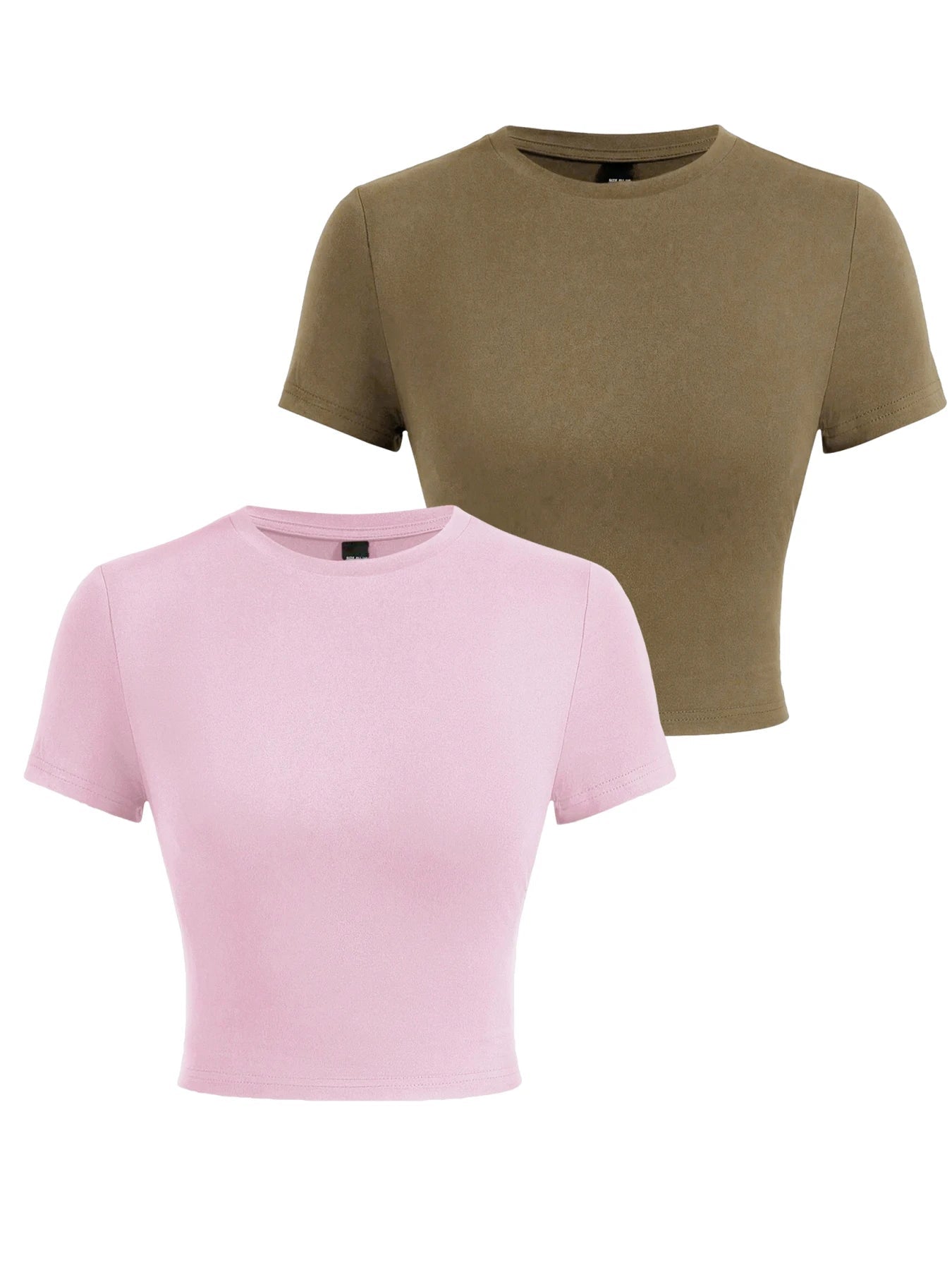 Y2K Woman Solid Cotton Crop Tops Short Sleeve High Elastic T-Shirt Soft O - Neck Sporty Tees Summer Street Fashion Female Clothes - Clothesfassion.store