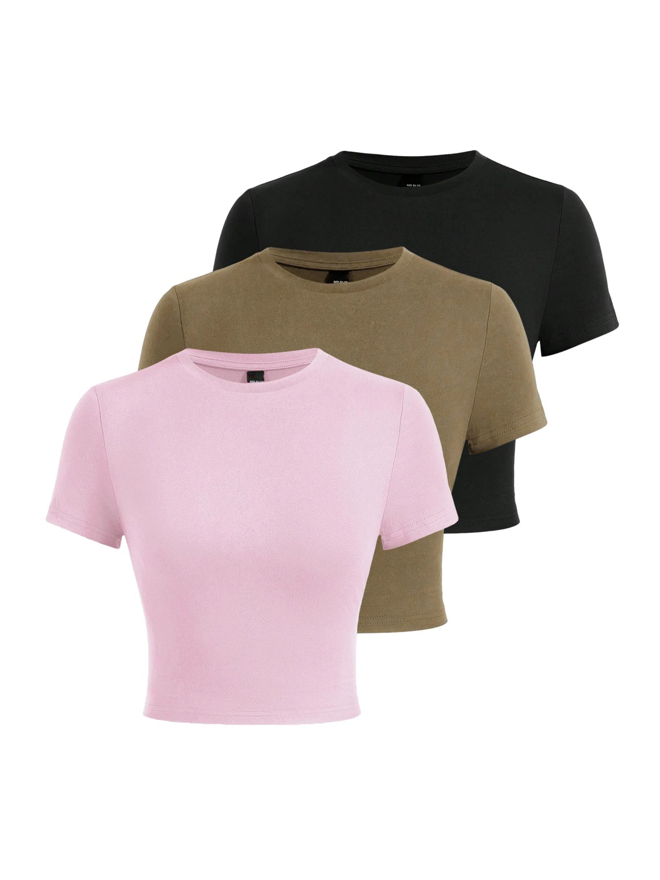 Y2K Woman Solid Cotton Crop Tops Short Sleeve High Elastic T-Shirt Soft O - Neck Sporty Tees Summer Street Fashion Female Clothes - Clothesfassion.store