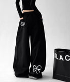 Y2k Women's Pants Fashion Printed Sweatpants Casual Elastic Drawstring Wide Leg Clothes Ladies' Black Loose Elegant Trousers - Clothesfassion.store