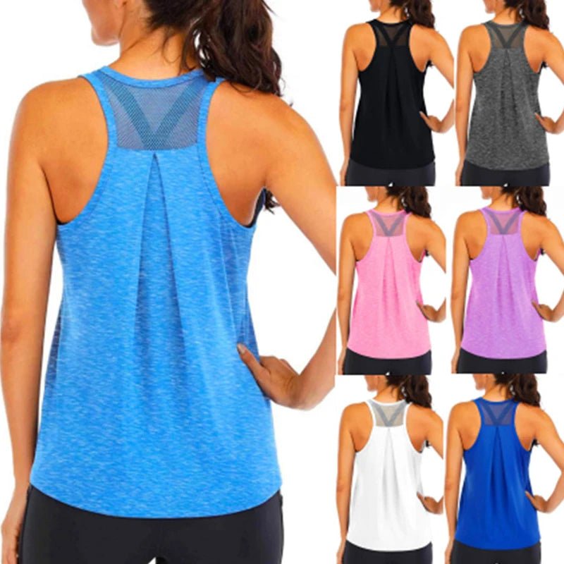 Yoga Shirt Female New Style T-Shirt Loose Fitness Tops Vest Women Sleeveless Sport Tee Quick - Drying Gym Running Workout Blouse - Clothesfassion.store