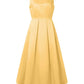 ZANZEA Woman Fashion Fitted Waist Cocktail Party Dresses Sleeveless Inverted Pleats Boatneck Elegant Satin A - line Robes Femme - Clothesfassion.store