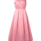 ZANZEA Woman Fashion Fitted Waist Cocktail Party Dresses Sleeveless Inverted Pleats Boatneck Elegant Satin A - line Robes Femme - Clothesfassion.store
